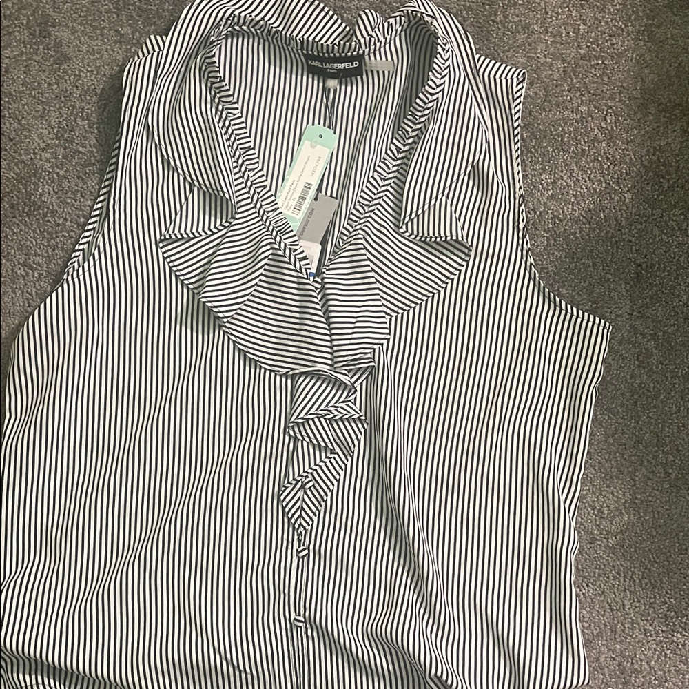 Karl Lagerfeld Black and White Striped Blouse